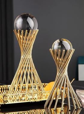 欧式水晶球金属摆件高级感家居创意桌面文化水晶礼品装饰工艺品厂