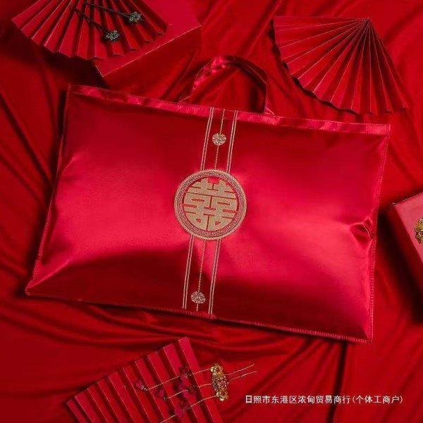 结婚枕芯包装袋枕头喜被收纳袋红色手提陪嫁刺绣四件套礼品袋,淘宝优惠券,粉丝福利购,淘宝优惠卷