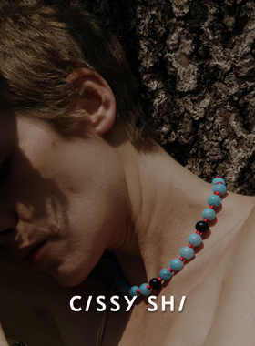 CISSY SHI蕴能系列蓝玉髓项链新款简约串珠百搭小众气质时尚颈链