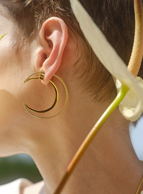 CISSY SHI造光者系列钻石大月亮项链长款原创设计轻奢叠戴毛衣链