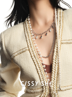 CISSY SHI【博主同款】EGG系列镶钻珍珠多层项链原创设计颈链