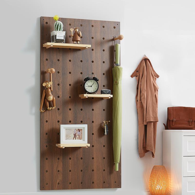 U worker's uncle's entrance hall VJN wooden hanging hole board wooden storage rack door wall storage hanger wall hanging 9