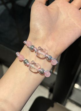 凯蒂猫手工编织蓝粉手绳可爱礼物
