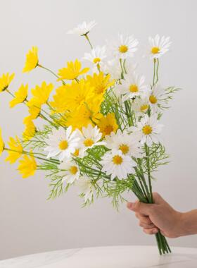 洋甘菊小雏菊假花真花客厅摆设餐桌塑料装饰花束摆件拍照道具桌面