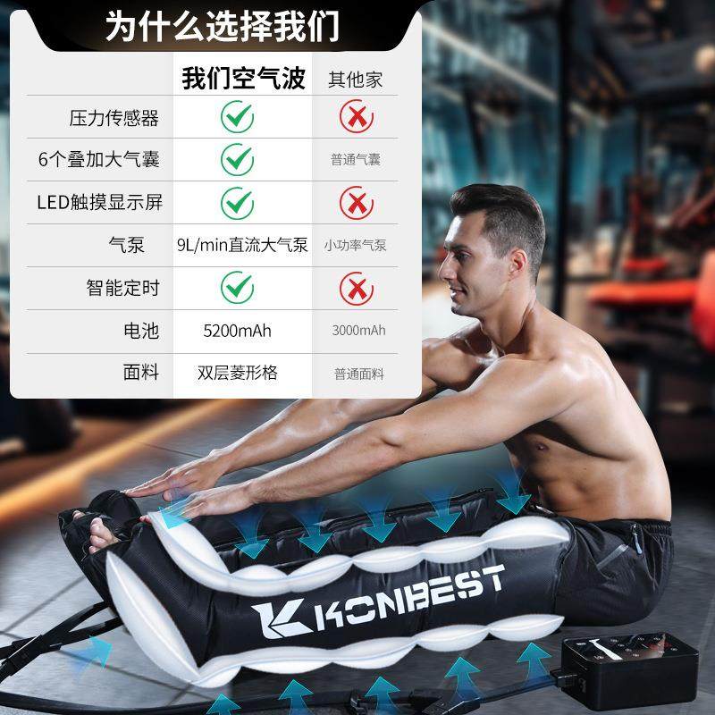 跨境6腔空气波压缩腿部按摩器运动恢复全包裹气囊压力循环按摩仪,淘宝优惠券,粉丝福利购,淘宝优惠卷