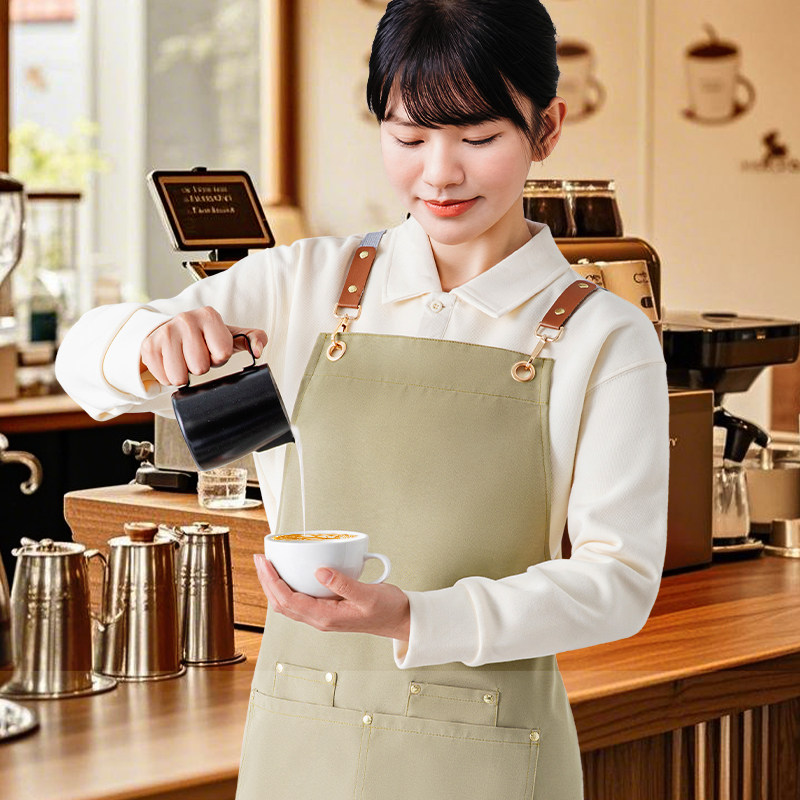 帆布围裙定制印字LOGO餐饮专用火锅店奶茶店服务员防油防水工作服,淘宝优惠券,粉丝福利购,淘宝优惠卷