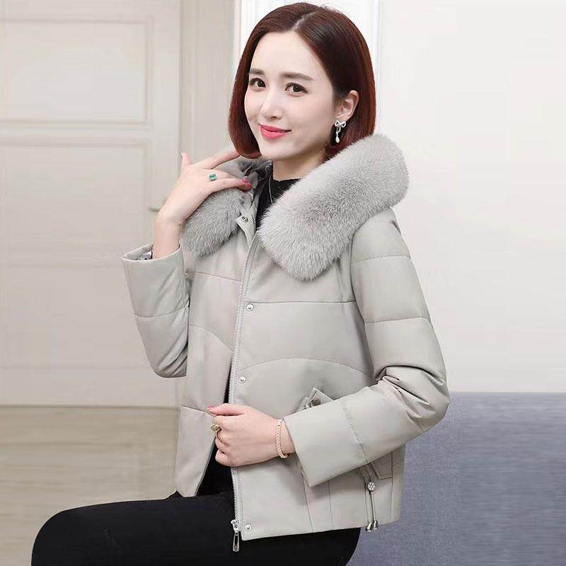 皮衣外套女冬季加绒2025新款加厚妈妈皮袄真狐狸毛领短款pu皮棉服,淘宝优惠券,粉丝福利购,淘宝优惠卷