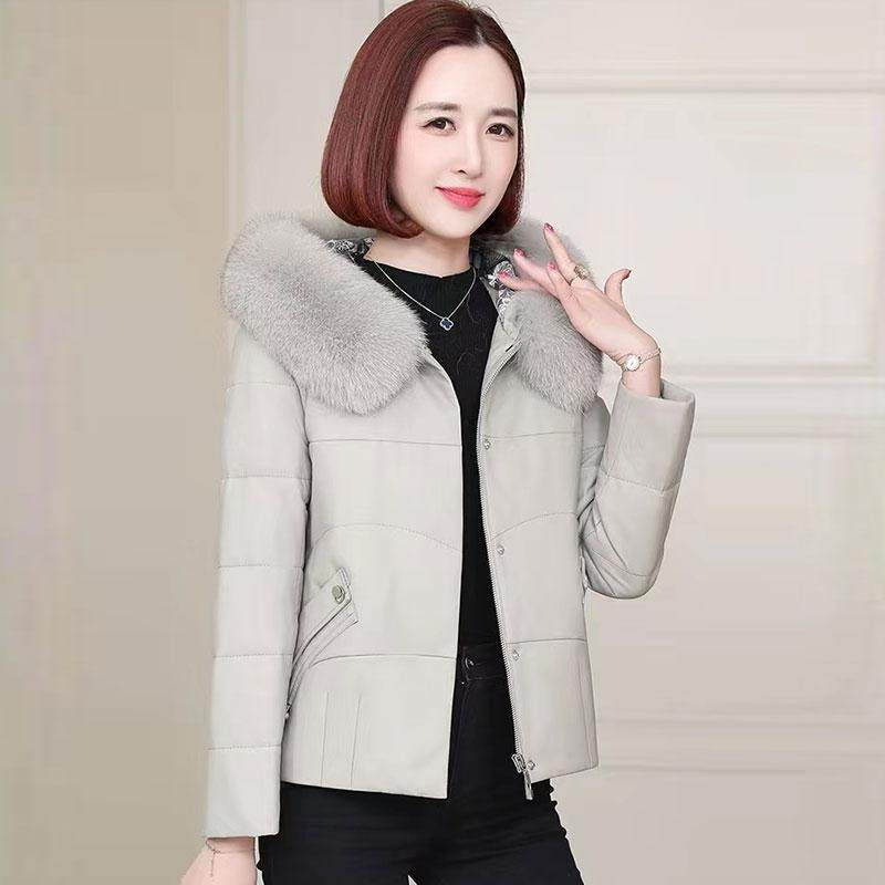 皮衣外套女冬季加绒2025新款加厚妈妈皮袄真狐狸毛领短款pu皮棉服,淘宝优惠券,粉丝福利购,淘宝优惠卷