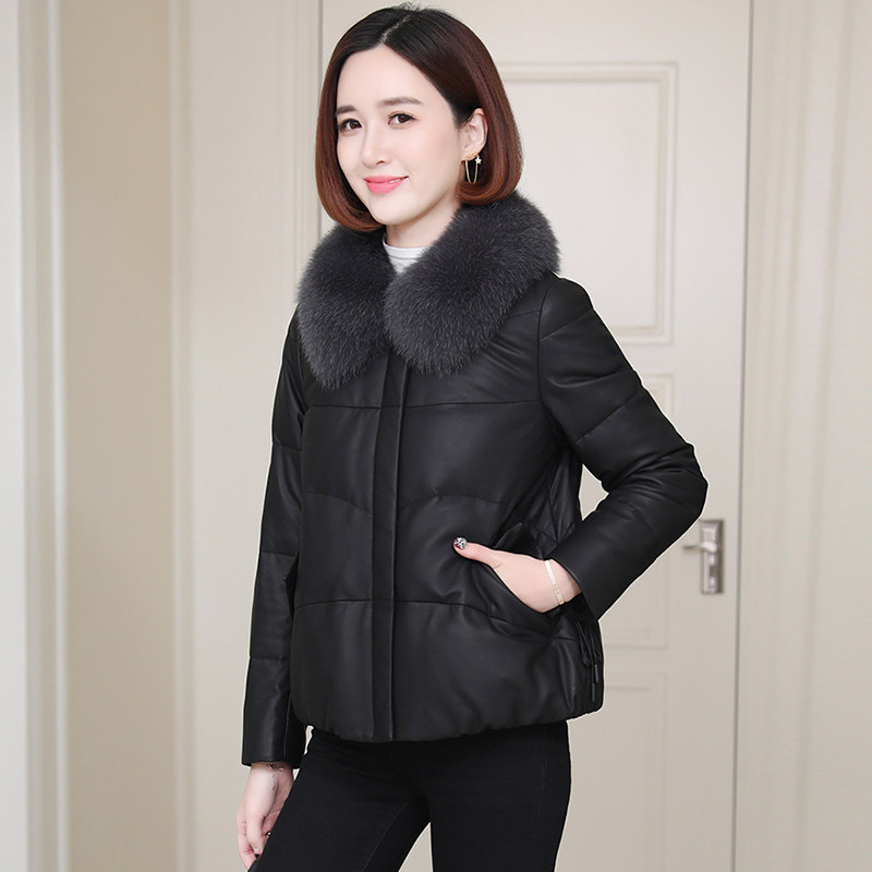 pu皮棉服女2025新款妈妈冬季皮袄短款加绒加厚时尚狐狸毛皮衣外套,淘宝优惠券,粉丝福利购,淘宝优惠卷