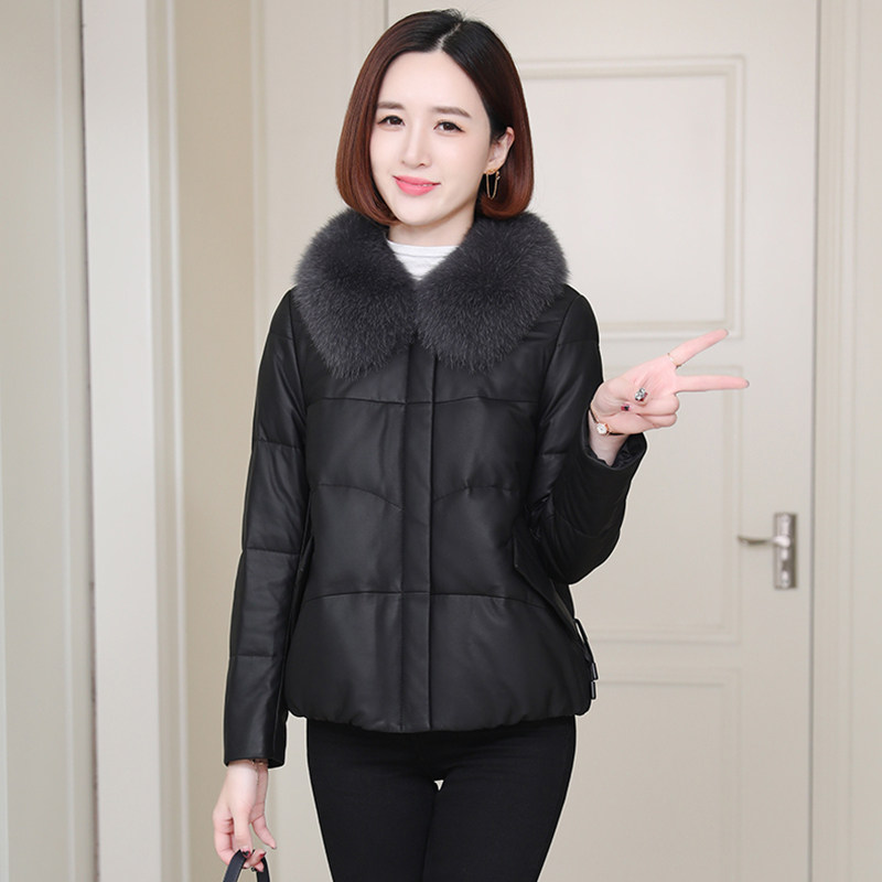 pu皮棉服女2025新款妈妈冬季皮袄短款加绒加厚时尚狐狸毛皮衣外套,淘宝优惠券,粉丝福利购,淘宝优惠卷
