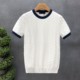 Short-sleeved sweaters for men, trendy spring and autumn inner layering shirts, 2024 winter white men's thin knitted sweaters