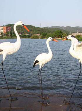 户外仿真仙鹤摆白园鹭玻璃钢塑2051水鸟水鸟件花雕水池造景公园林