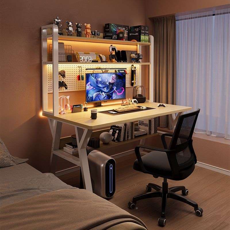 Computer desk desktop home board desk bookshelf body office desk office table hole study bedroom YDG room e-sports table