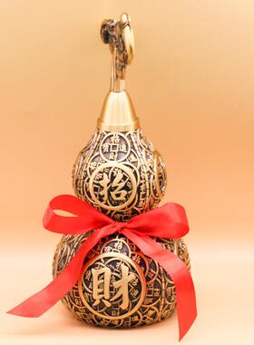 特大上号招财葫摆件葫芦家居办铜公室摆件开口葫芦福禄芦铜工ZY艺