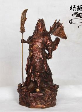 杨铜铜五九龙关公器九龙关记公旗站关公摆件铜九龙关公五旗关公