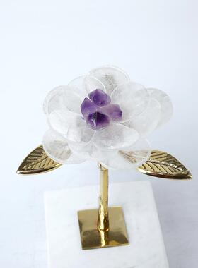 代轻奢白水晶石铜现工艺品大理件石底座摆家样板间W0055电视柜居