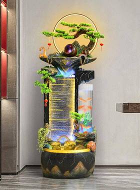 客循厅流喷泉件环水摆鱼缸tb-72988轻奢落地简欧办公室假山水水景