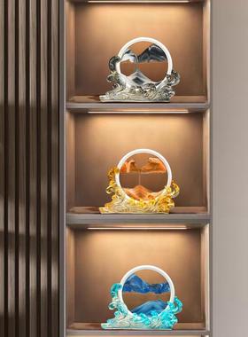 新中式2024龙年流沙画摆件桌面电视柜酒柜家居办公室装饰品礼品