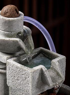 养鱼增氧过滤器陶瓷鱼缸田园循环流水室外鱼池造景招财送礼摆件石