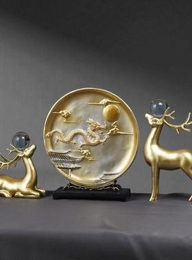 新房装饰礼品轻奢招财金玉满堂圆盘摆件玄关酒柜开业乔迁新居礼物