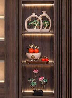 酒柜装饰品新中式家居客厅茶几餐桌电视柜摆设国风茶室摆件迎客松