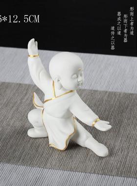 陶瓷无相小僧沙弥摆件创意白瓷中式家居玄关电视柜博古架简约装饰