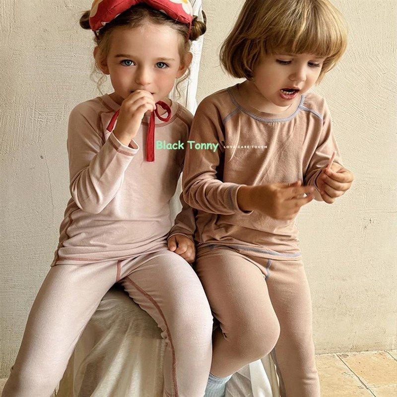 2024秋冬小黑k托昵尼保暖内衣套装男女童家居服打底睡衣秋衣秋裤,淘宝优惠券,粉丝福利购,淘宝优惠卷