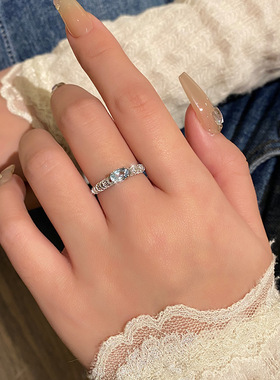 S925纯银天然水晶石轻奢女戒