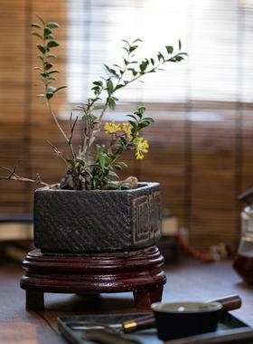 掬涵中式仿古富贵锈色花盆插花复古做旧花器禅意客厅桌面装饰摆件