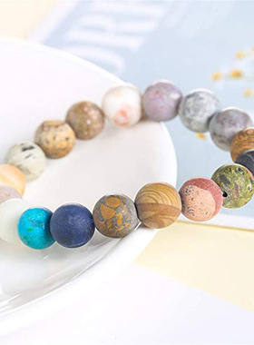 爆款宇宙银河太阳系八大行星手链守护星星天然石珠手镯七脉伦手链