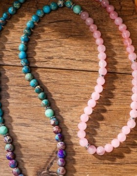 欧美时尚新款白松石紫晶手链108颗佛珠莲花吊坠手链项链