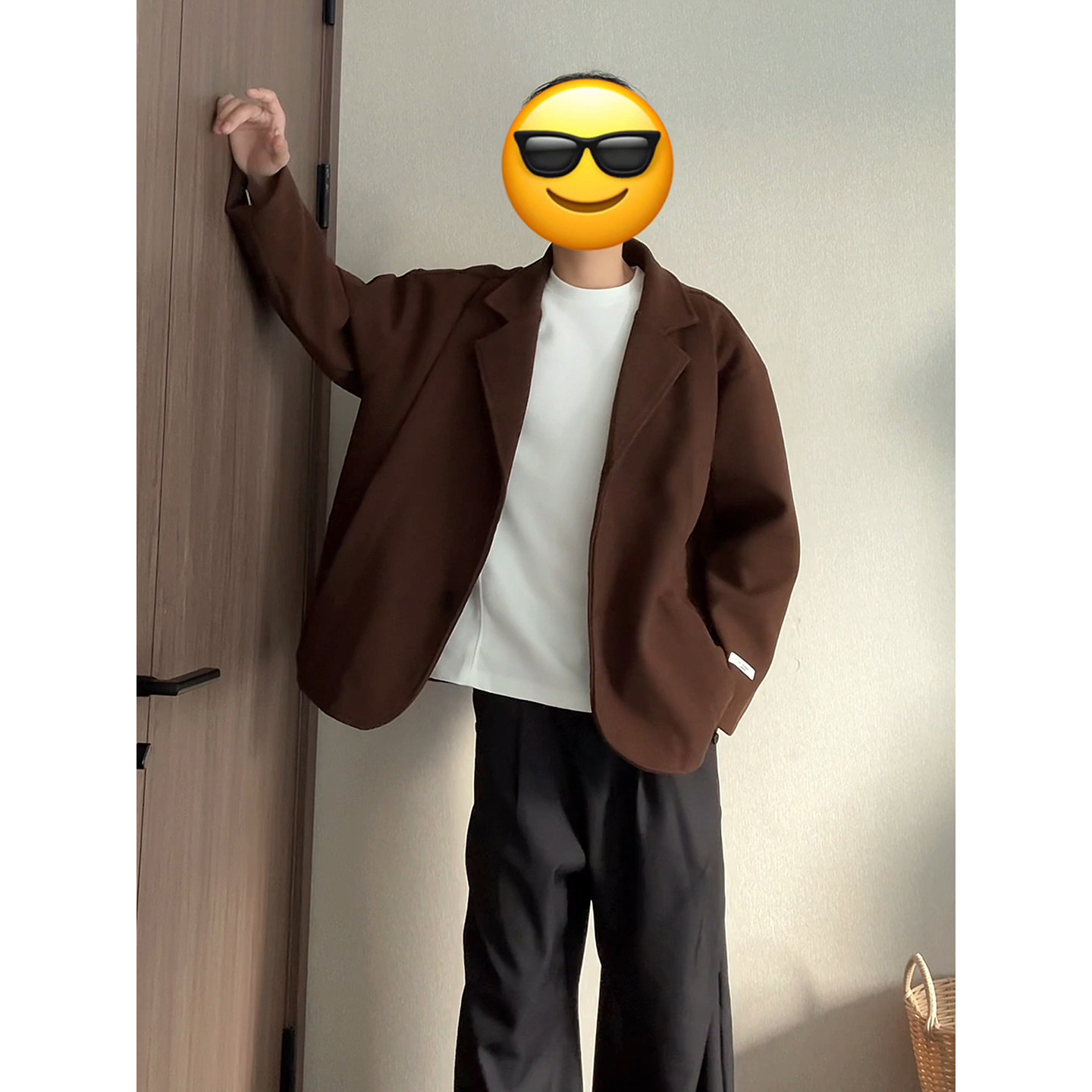 英伦风毛呢西装外套男款秋冬季加厚加绒短款风衣夹克棕色呢子大衣,淘宝优惠券,粉丝福利购,淘宝优惠卷