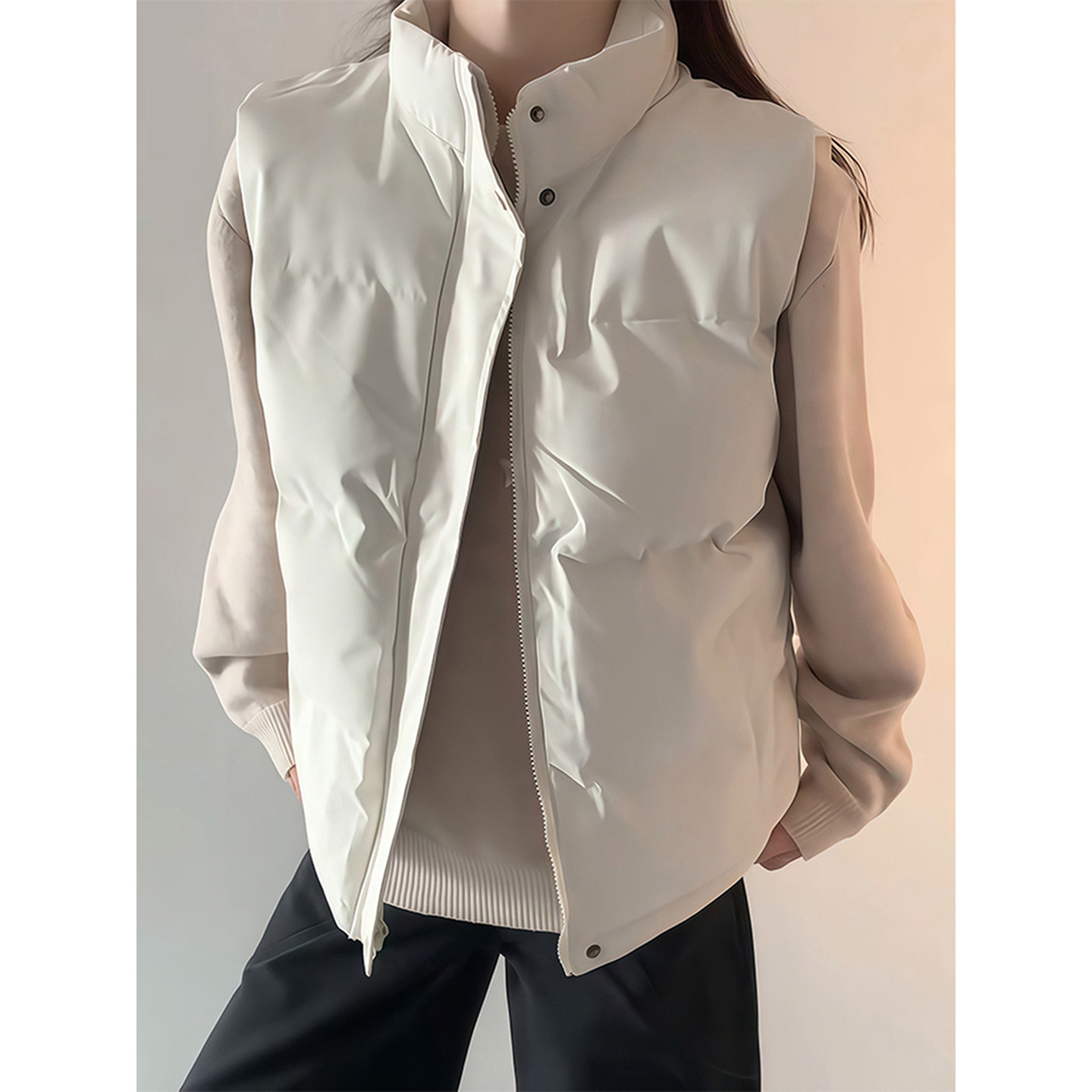 白色立领羽绒马甲男款冬季韩系加厚叠穿坎肩背心外穿运动棉服外套,淘宝优惠券,粉丝福利购,淘宝优惠卷