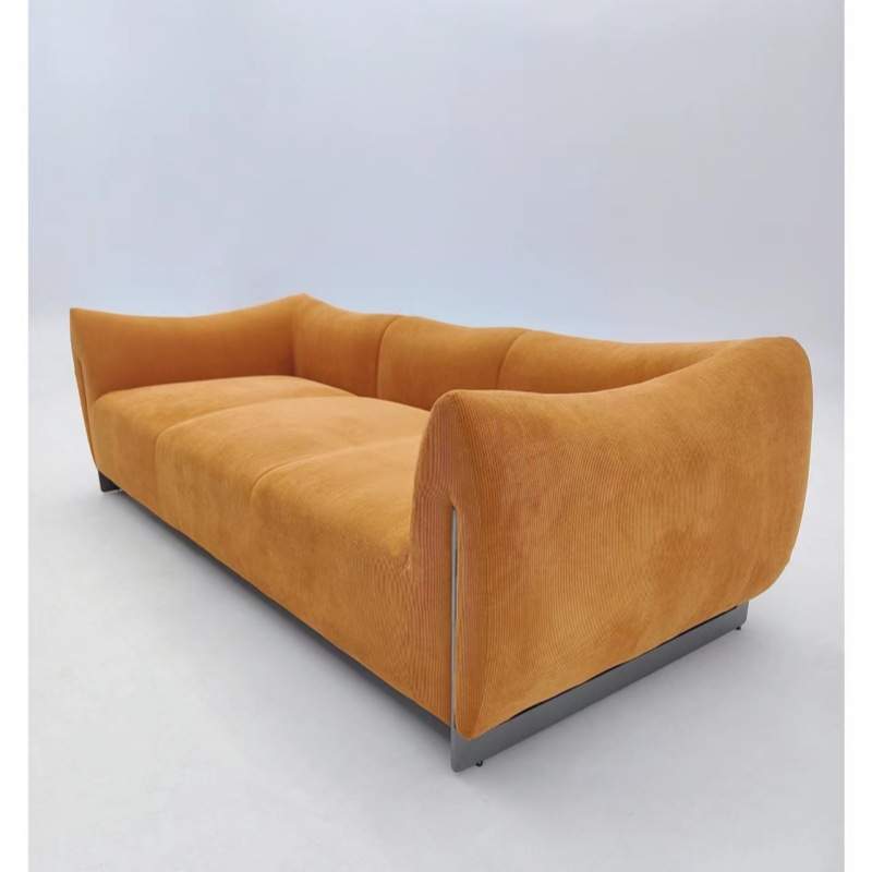 中古风小众款设计师灯芯绒多巴胺配色复古款金属底座牛角云朵沙发 - 图0