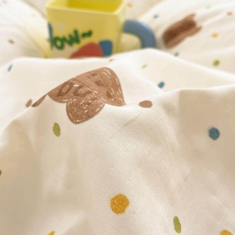 波点熊A类全棉双层纱四件套床单被套单人宿舍三件套小清新床品,淘宝优惠券,粉丝福利购,淘宝优惠卷