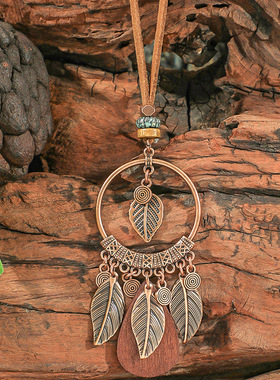 欧美复古项链波西米亚原木双层吊坠流苏项链外贸批发源头厂家义乌