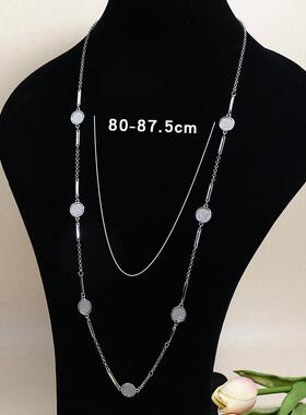韩国百搭新款水晶长项链 韩版时尚毛衣链 气质极简风百搭锁骨链