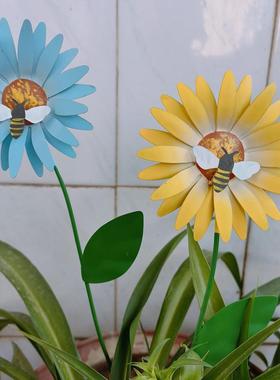 户外花园装饰铁艺花朵花盆插件庭院别墅草坪花插家居院子景观装饰