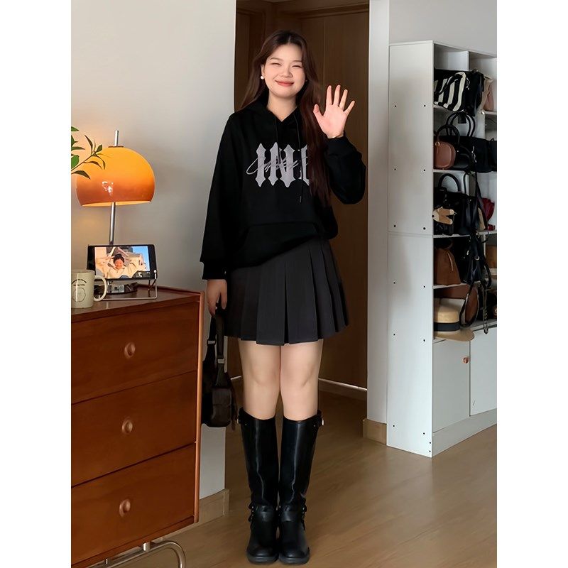 微胖的喵喵 梨形mm春季显瘦气质百搭高腰a字毛呢百S褶短裙子女226,淘宝优惠券,粉丝福利购,淘宝优惠卷