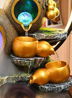 招财葫芦流水摆件循环水客厅店铺公司办公室风水轮乔迁开 业聚宝