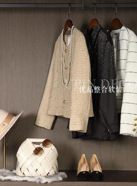 轻奢样板间衣帽间衣服女士上衣外套轻奢风衣柜收纳箱高跟鞋装饰品