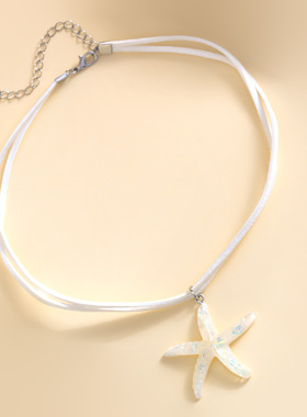 跨境欧美波西米亚风海星吊坠项链沙滩海边度假配饰星形女锁骨链