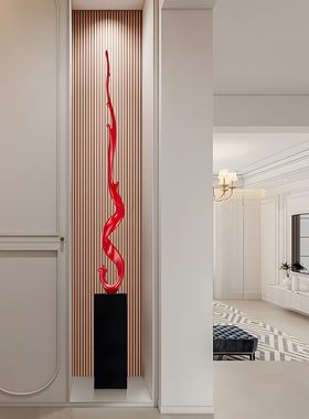 抽象艺术雕塑摆件样板房酒店客厅玄关轻奢高级感创意竖高工艺品