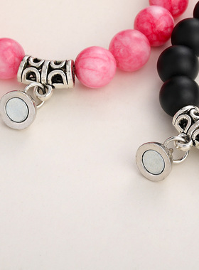 欧美新款磁铁相吸虎眼石磨砂石亚马逊情侣天然石手链套装