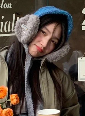 护耳羊羔绒耳罩绑带女秋冬季保暖系带蓝色耳包男户外骑行防风耳套