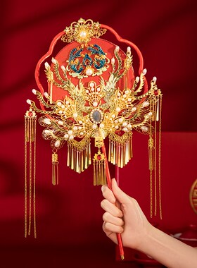舞绣缘重工团扇新娘结婚中式婚礼团扇diy材料包高级成品秀禾婚扇