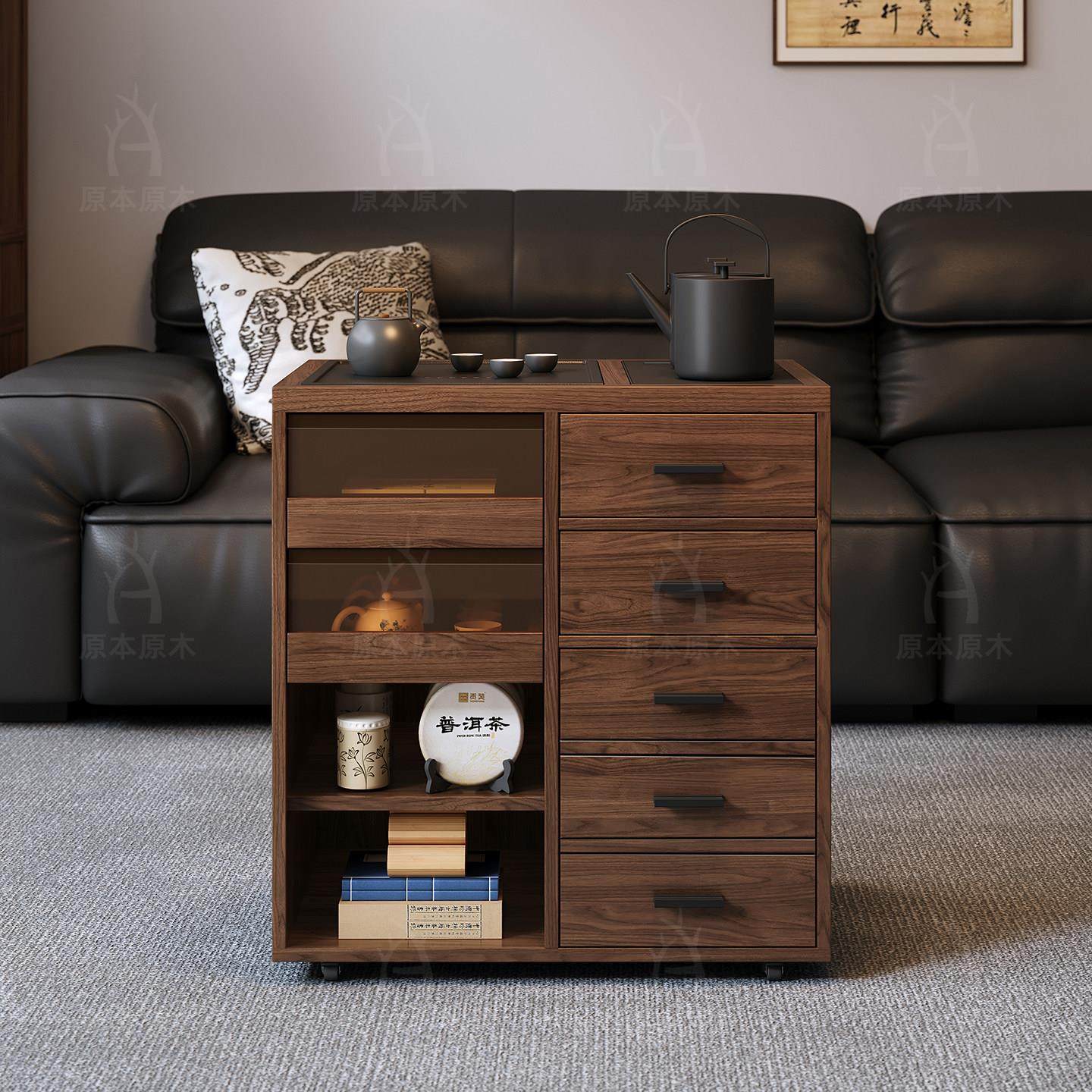 原本原木阳台茶桌小户型可移动全实木茶边几泡茶带烧水茶水柜茶台,淘宝优惠券,粉丝福利购,淘宝优惠卷
