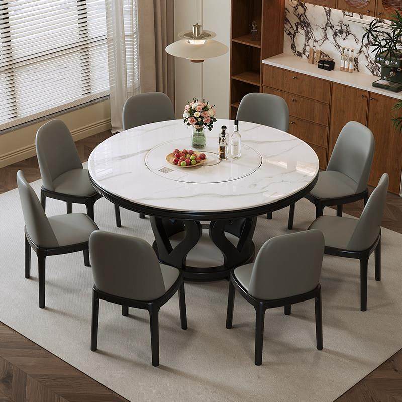 实木岩板餐桌椅2025新款家用简约暖菜板带转盘圆形桌子10人大圆桌,淘宝优惠券,粉丝福利购,淘宝优惠卷