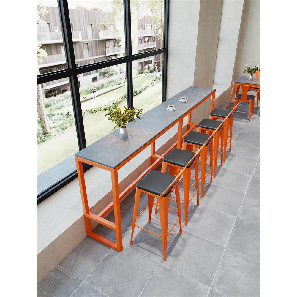 工业风岩板长桌吧台桌奶茶店酒吧休闲吧餐厅阳台家用靠墙高脚桌椅,淘宝优惠券,粉丝福利购,淘宝优惠卷