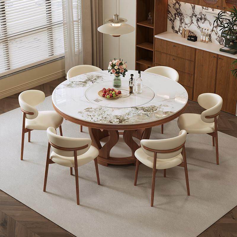 实木岩板餐桌椅2025新款家用简约暖菜板带转盘圆形桌子10人大圆桌,淘宝优惠券,粉丝福利购,淘宝优惠卷